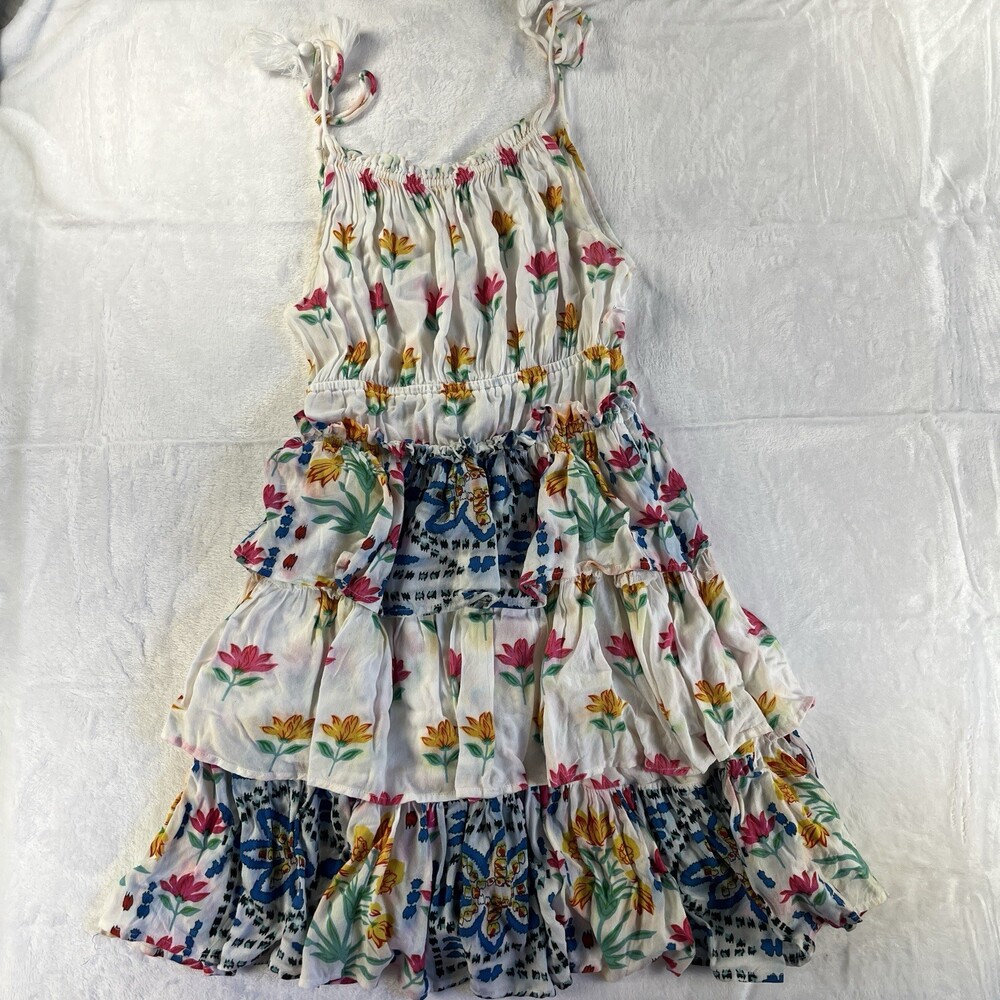 Mahila by Tolani Eden Floral Tiered Smocked Boho Summer Sundress Mini Dress Sz M